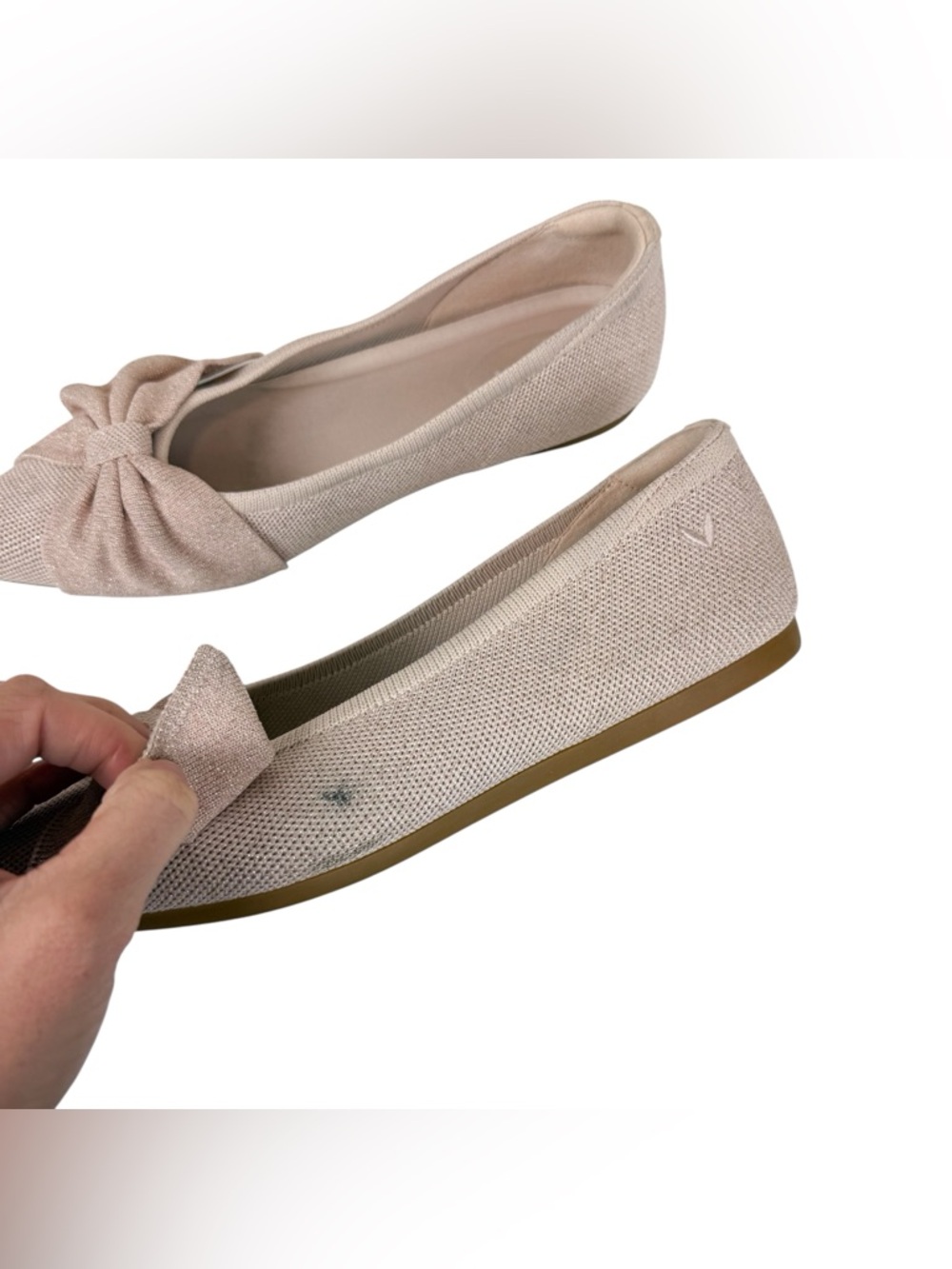 Vivaia Azura Pointed Toe Bow Flats Elegant Bow Style Rose Gold Size 39/8 - Picture 8 of 16